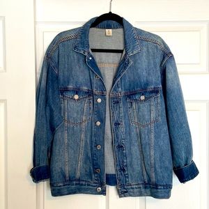 Oversized medium wash denim jacket